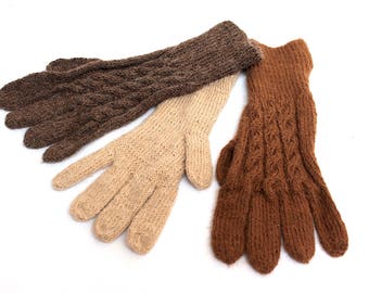 SALE 25% OFF* Pure Alpaca Hand Knitted wool Gloves, Natural Colors, Light and Warm