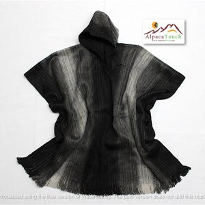 SALE 25% OFF* Men&#39;s Alpaca Llama Wool Hooded Poncho Light and Warm in Natural Colors with Ethnic Andean Designs