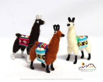 SALE 25% OFF* Llama Alpaca Fridge Magnet Andean Collectible Handcrafted Miniature Figurine with Peruvian Fabric & grains