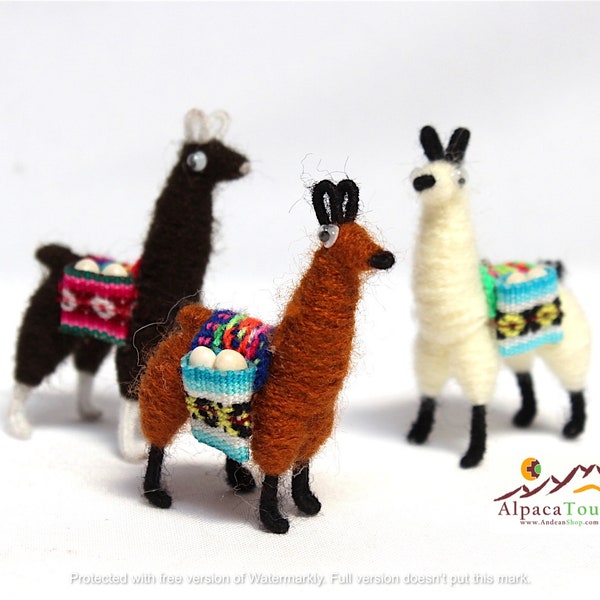 SALE 25% OFF* Llama Alpaca Fridge Magnet Andean Collectible Handcrafted Miniature Figurine with Peruvian Fabric & grains