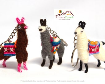 SALE 25% OFF* Llama Alpaca Keychain Andean Collectible Handcrafted Miniature Figurine with Peruvian Fabric & grains