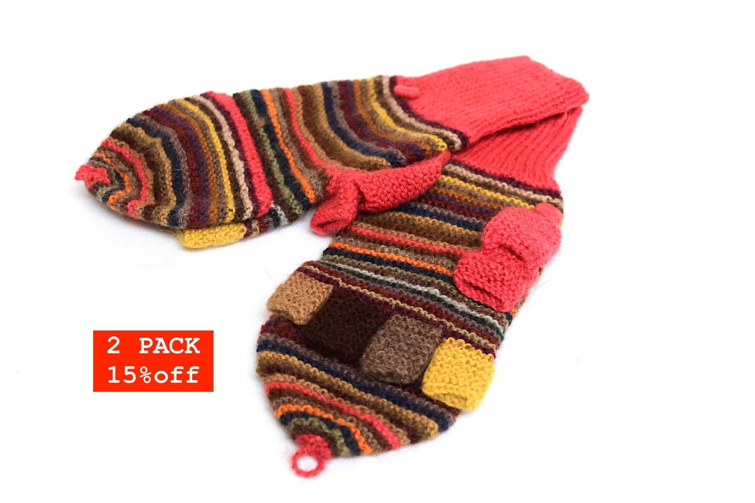 VENTA DE 2 PAQUETES 25% DE DESCUENTO Guantes de lana coloridos tejidos ...