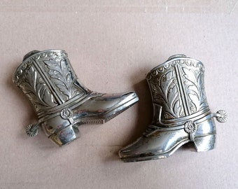 Vintage Cowboy boots made in Occupied Japan Silver Pl.Metal