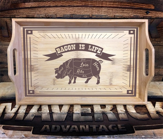 Custom Serving Tray - 16.5x9.75 Bamboo - Custom engraved with your crest, logo etc......