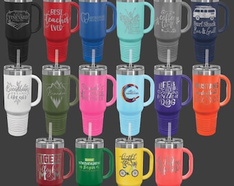 Set of 12 40oz Travel Mugs | Laser Marked | Customizable