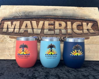 Set of 20 12oz Wine Tumblers - Custom Engraved - Includes Sliding Lid