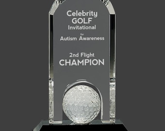 Trofeo de golf de cristal / Marcado con láser / Personalizable