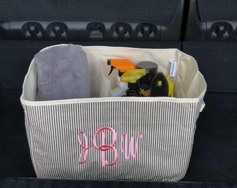 monogram utility tote, monogram toy storage tote, monogram car utility tote, monogram travel tote