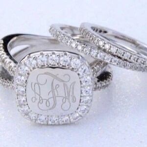 monogram ring, sterling silver stackable ring, silver anastasia ring image 3