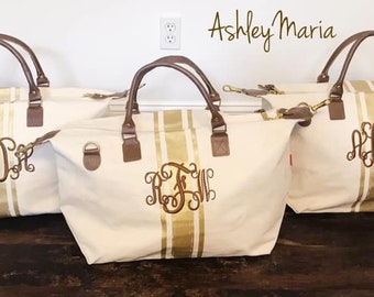 Monogram weekender bag, monogram travel bag, monogram travel tote