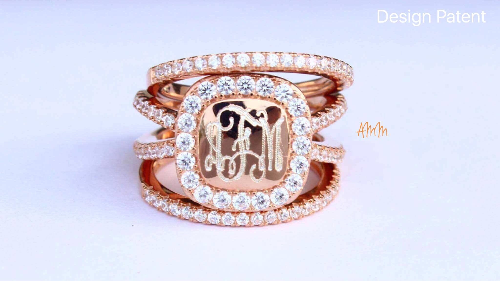 Monogram Ring Monogram Anastasia Ring Monogram Stackable Ring