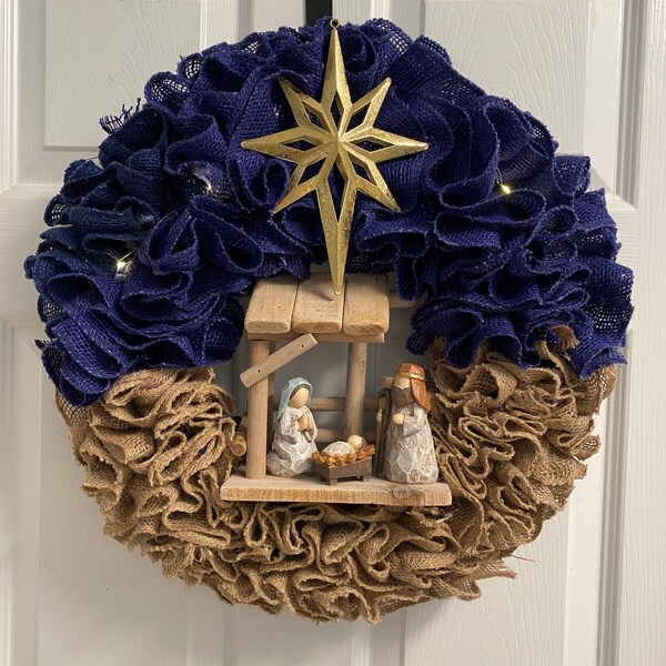 Nativity wreath, Christmas Nativity wreath, Christmas Wreath, Christmas decor, Nativity decor, Manger Wreath, Manger Decor, Stable Wreath