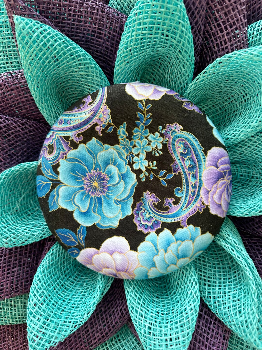 Floral Wreath Center Everyday Floral Wreath Center Turquoise Etsy