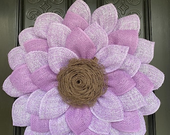 Lavender burlap wreath, Spring/Summer Lavender Wreath, lavender everyday wreath, front door lavender wreath