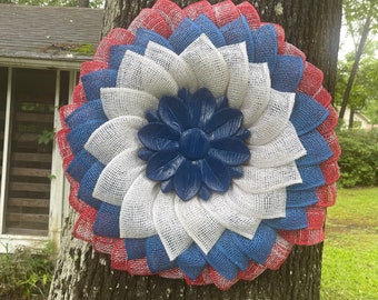 Patriotic Wreath, patriotic burlap wreath, Independence Day Wreath, everyday patriotic wreath