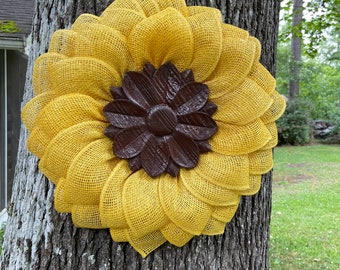Sunflower Wreath, Fall Sunflower Wreath, Floral Wreath, Sunflower, Front Door Sunflower Wreath, Sunflower Decor, Fall Sunflower