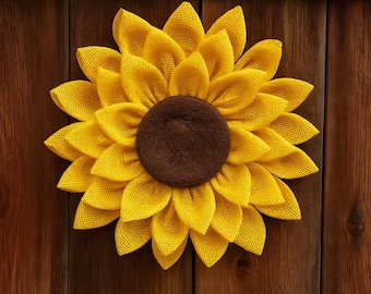 Sunflower Wreath for Front Door, Summer and Fall Sunflower Wreath, Rustic Sunflower Wreath, Farmhouse Sunflower Wreath