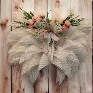 Angel Wings Wreath, Elegant Sympathy Decor, Memorial Door Decor