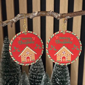 Brincos de Natal em forma de casa de gengibre
