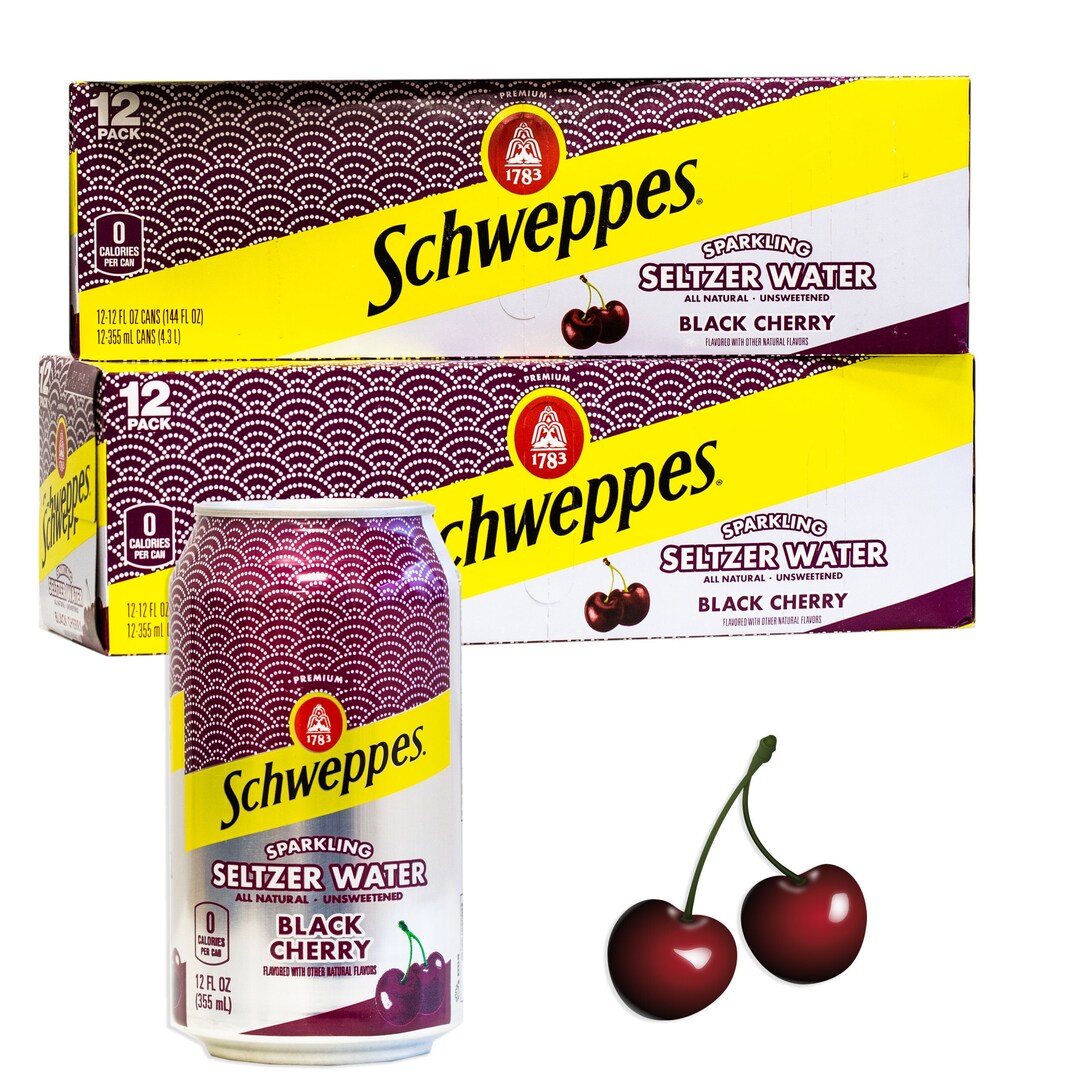 Schweppes Black Cherry Sparkling Seltzer Water 24 12oz Cans Etsy