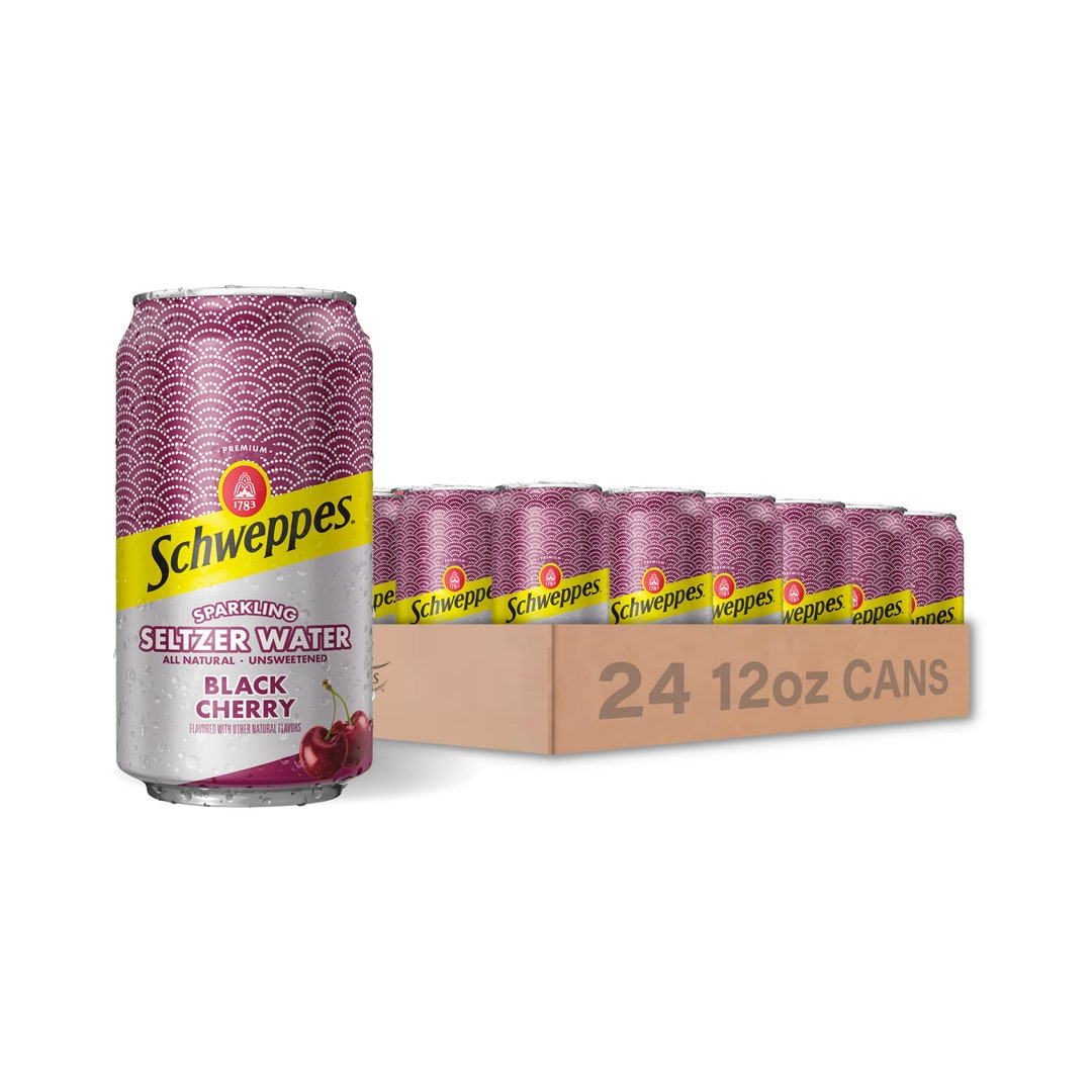 Schweppes Black Cherry Sparkling Seltzer Water 24 12oz Cans Etsy