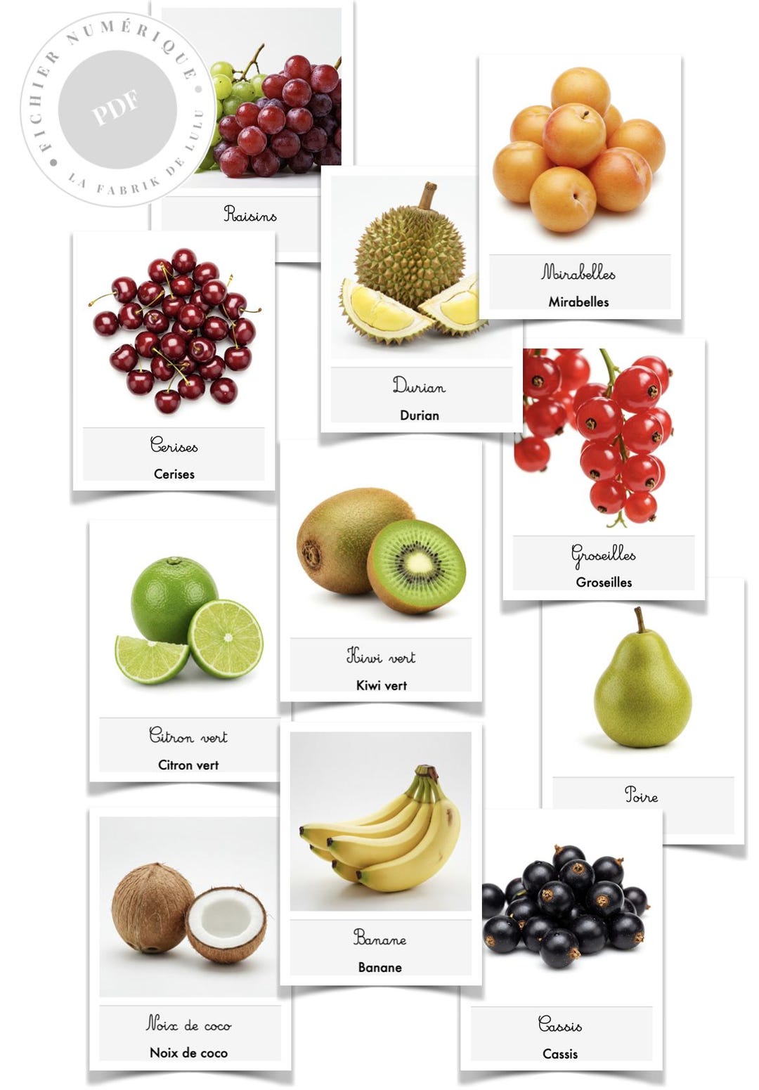 45 Printable and Editable Fruit Cards PDF Multiple Activities French - Etsy
