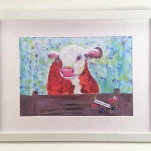 Cow Art Print: &#39;Friends Not Food&#39; Vegan Kitchen Decor