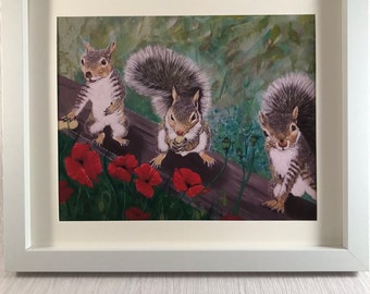 Squirrel art print, Squirrel wall art, Squirrel gift, Wildlife & Nature gift, Grey Squirrel art print, Wildlife art print, Squirrel picture