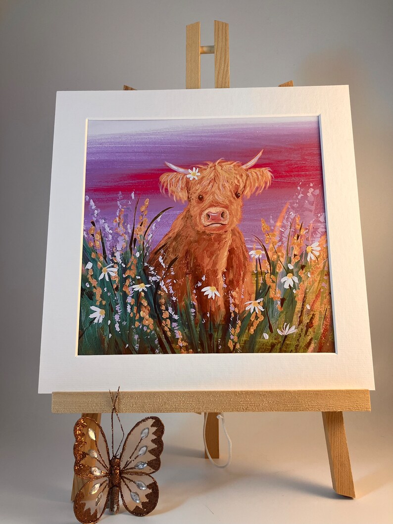 Highland Cow Art Print: 'Mirren' Scottish Coo Painting image 7