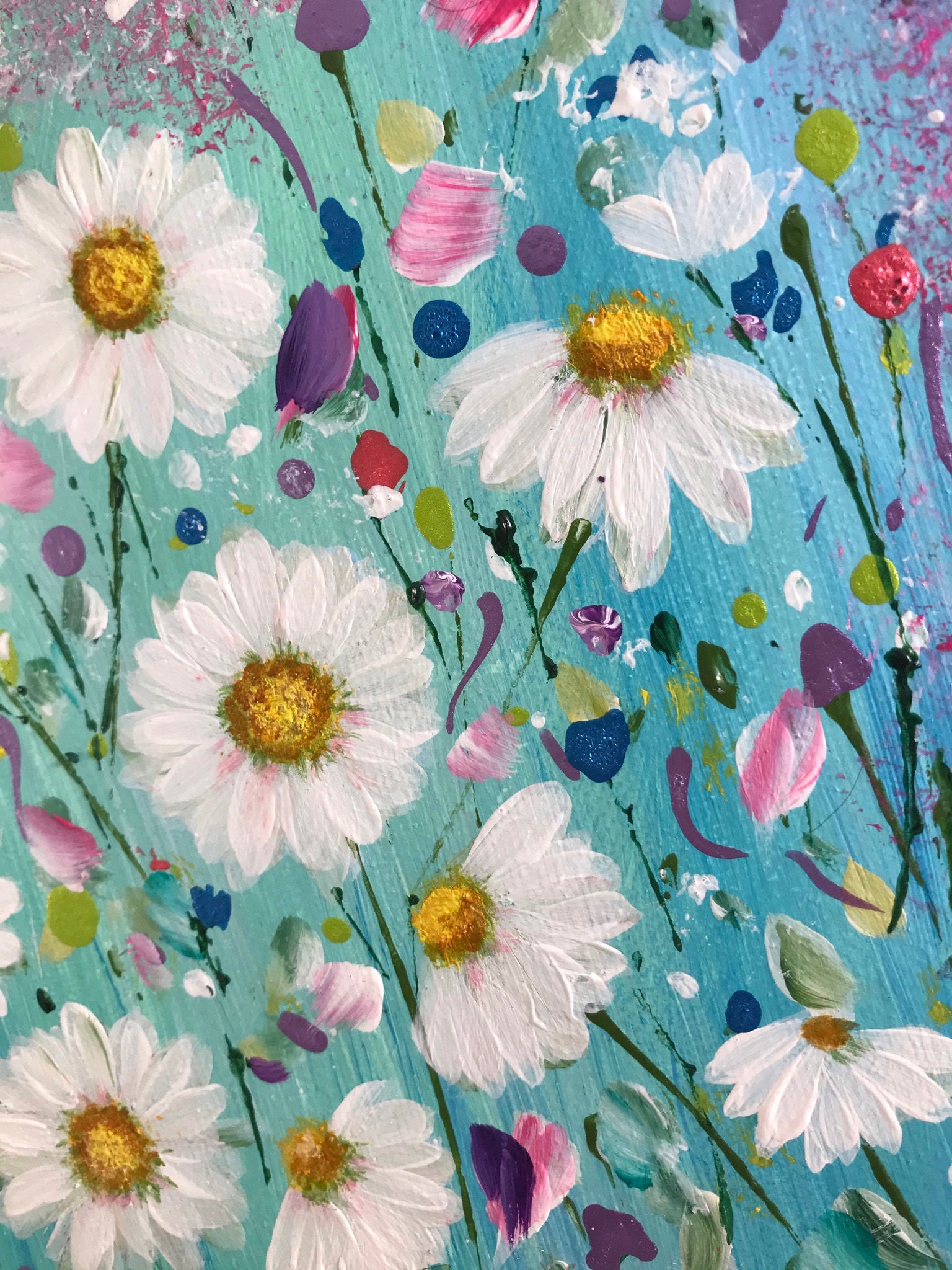 Daisy painting Daisy wall art Daisies picture Wildflowers Etsy