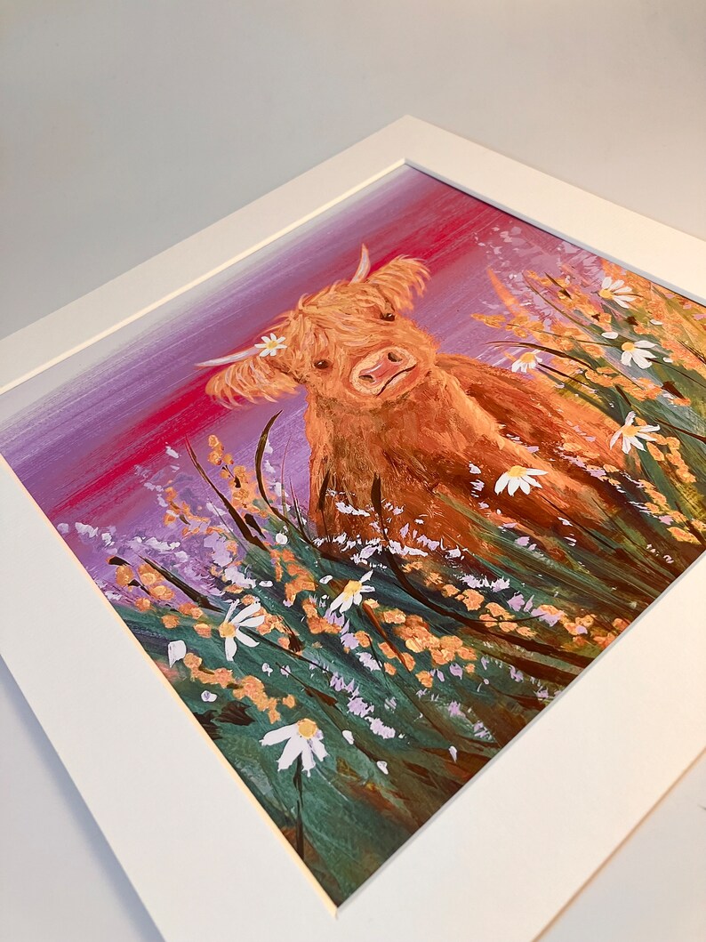 Highland Cow Art Print: 'Mirren' Scottish Coo Painting image 6