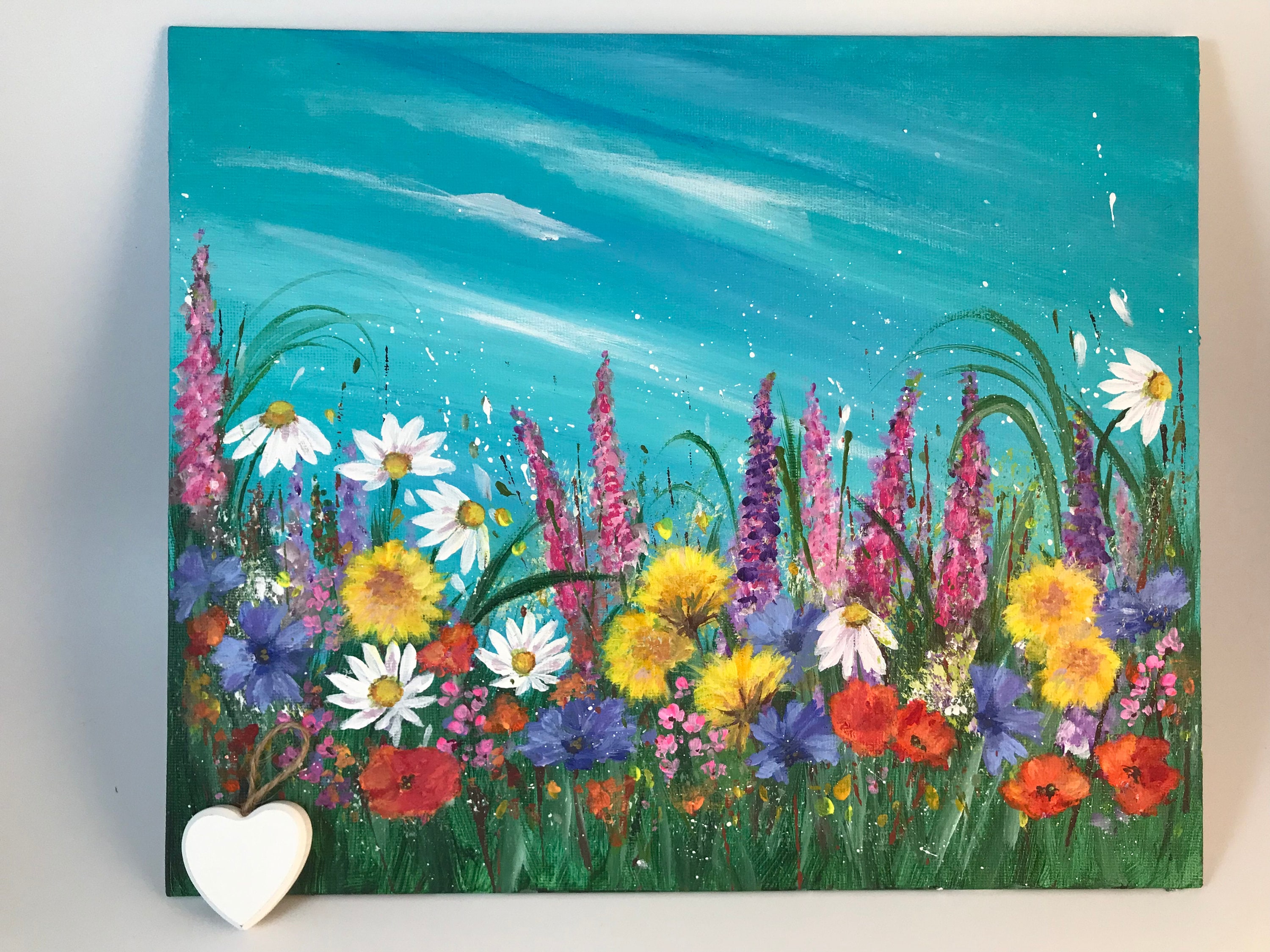 Wildflower Acrylic Painting on Canvas: Summer Floral Art (10x12 Inch) - Etsy, image size:3000x2250