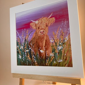 Highland Cow Art Print: 'Mirren' Scottish Coo Painting image 3