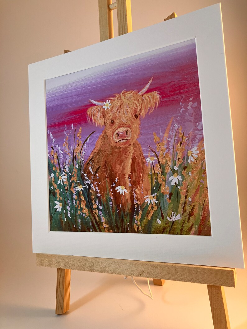 Highland Cow Art Print: 'Mirren' Scottish Coo Painting image 3