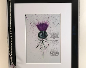 Scottish Thistle Art Print: 'Tae a Thistle' Poem, Abstract Style