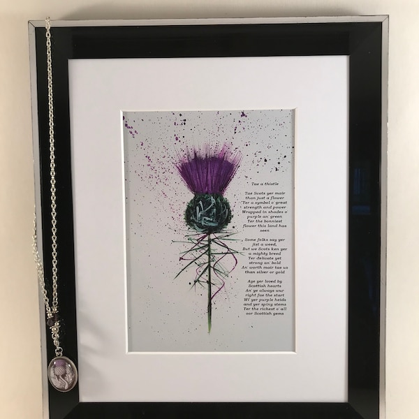 Scottish Thistle Art Print: 'Tae a Thistle' Poem, Abstract Style