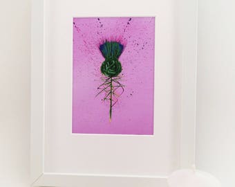 Thistle Print Pink - Scottish Home Decor - Scottish Thistle print - Thistle Art - Scottish Gift - Scotland Thistle - Scottish Wedding Gift