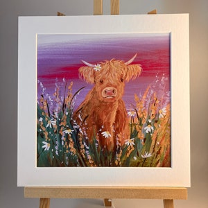 Highland Cow Art Print: 'Mirren' Scottish Coo Painting image 1