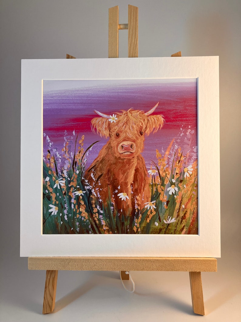 Highland Cow Art Print: 'Mirren' Scottish Coo Painting image 1