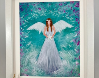 Angel art print, Angel wings, Guardian Angel art print, Angel gift, Gift of caring, Spiritual gift, Angel wall decor, Angel picture