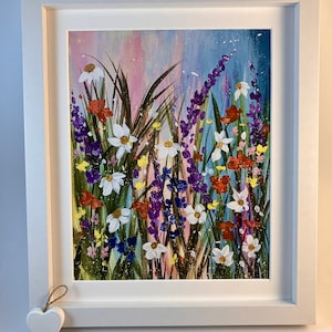 Colorful Wildflowers Art Print: Acrylic Painting, Friendship Gift