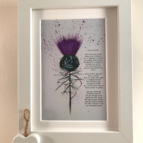 Scottish Thistle Art in frame  - Scottish gift - Scottish Thistle Art, Thistle art print, Scottish Wedding gift, Scotland Thistle, Thistle