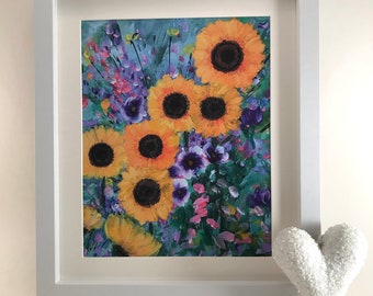 Sunflowers art print, Sunflower print, Yellow wall art, Yellow print, Floral print, Friendship gift, Colourful prints, Flower wall art,