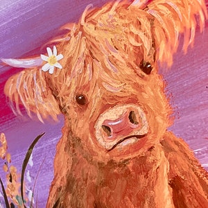 Highland Cow Art Print: 'Mirren' Scottish Coo Painting image 2