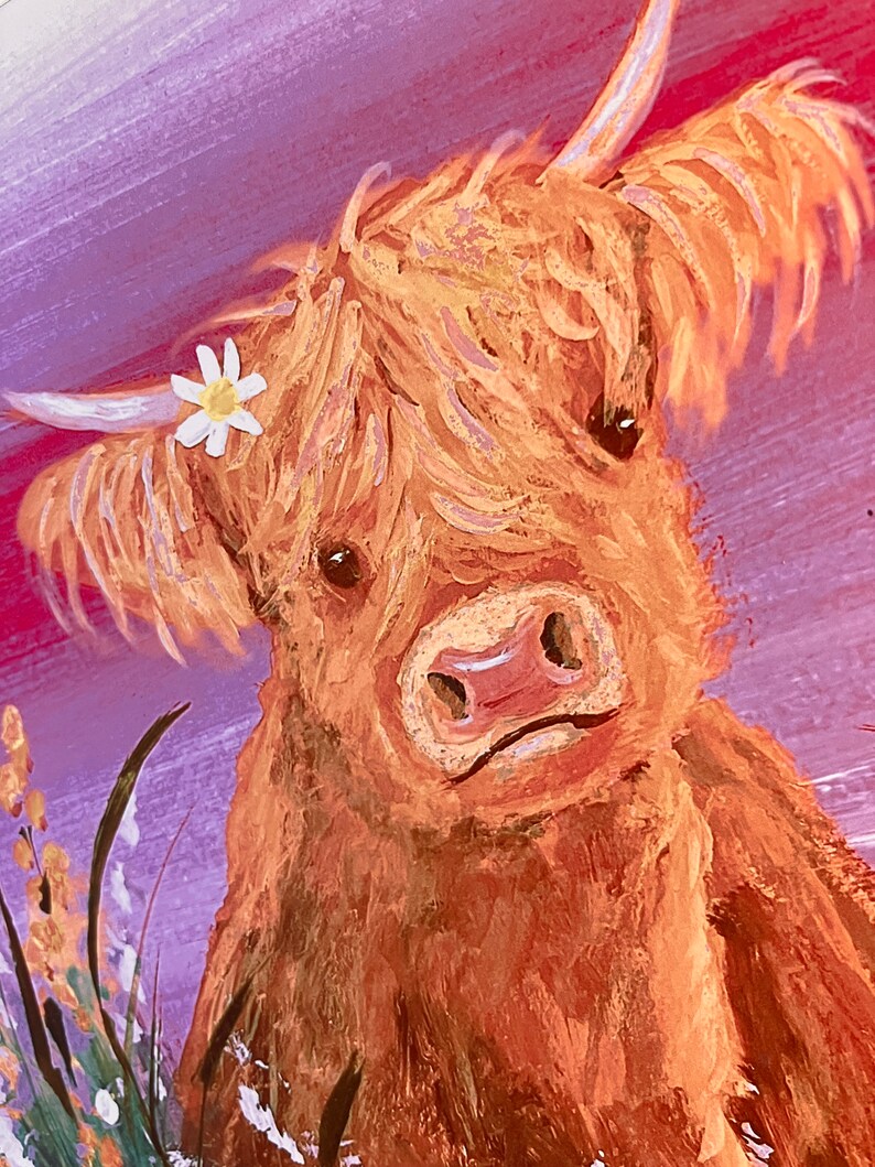 Highland Cow Art Print: 'Mirren' Scottish Coo Painting image 2