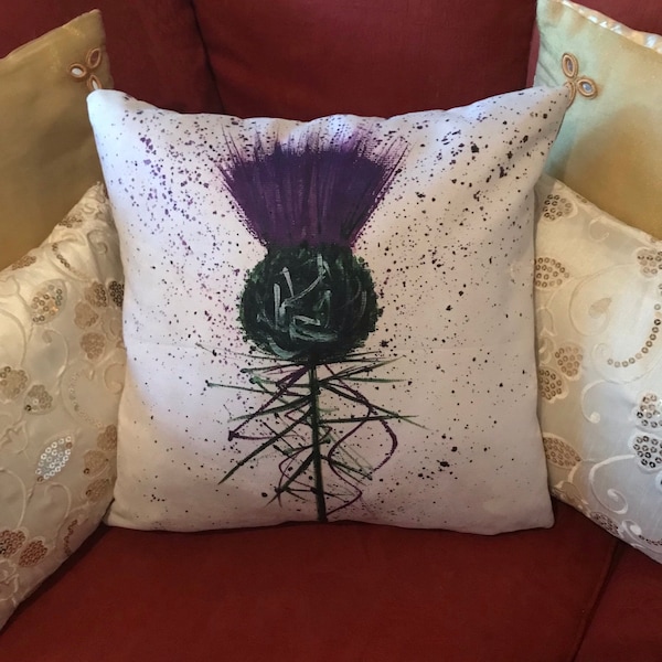 Contemporary Scottish thistle luxury accent cushion, Thistle cushion, Scottish cushion, Scottish home decor, Accent chair cushion,