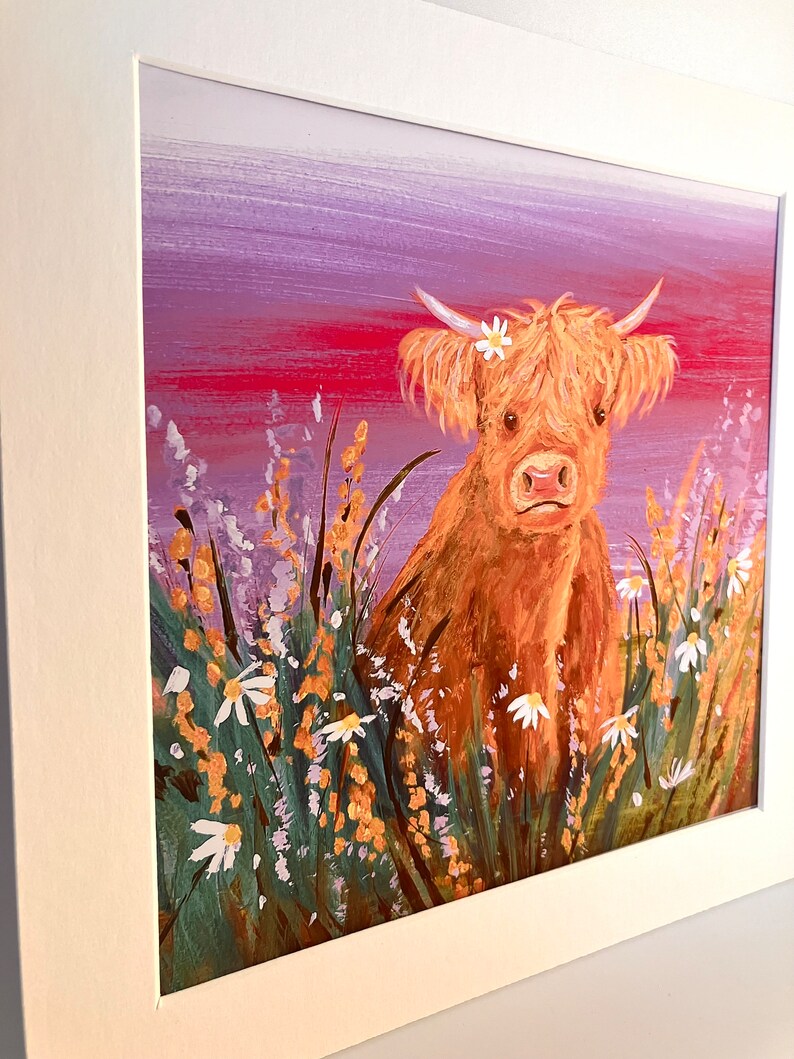 Highland Cow Art Print: 'Mirren' Scottish Coo Painting image 10