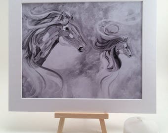 The Kelpies Print: Scottish Equestrian Art, Black and White