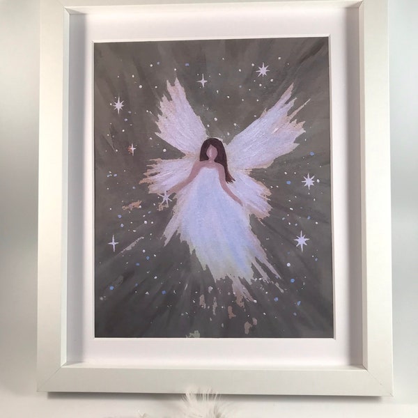 Angel art print, Angel wings, Guardian Angel art print, Angel gift, Gift of caring, Spiritual gift, Angel wall decor, Angel picture