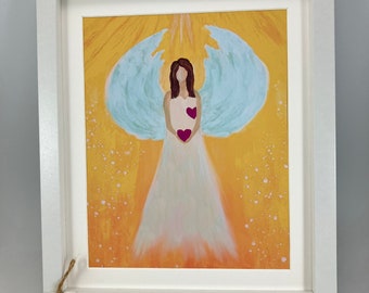 Heart Angel Art Print: Spiritual Wall Decor, Gift of Caring